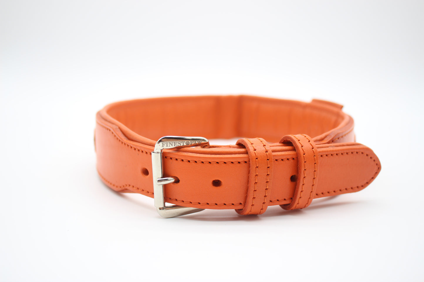 FinestPaw_Halsband_Flechtkunst_papaya_m_silber_front