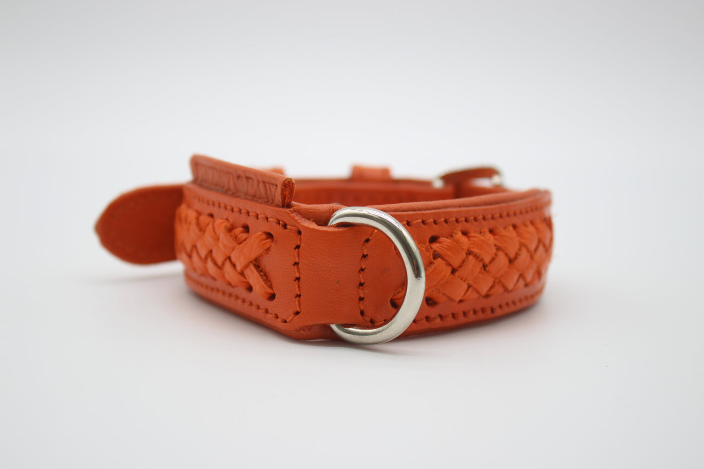 FinestPaw_Halsband_Flechtkunst_papaya_xs_silber_dring