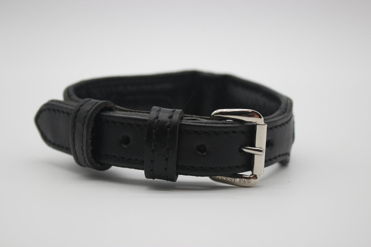 FinestPaw_Halsband_Flechtkunst_schwarz_xs_silber_front