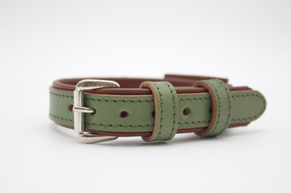 FinestPaw_Halsband_Klassik_Premium_salbei_m_silber_front