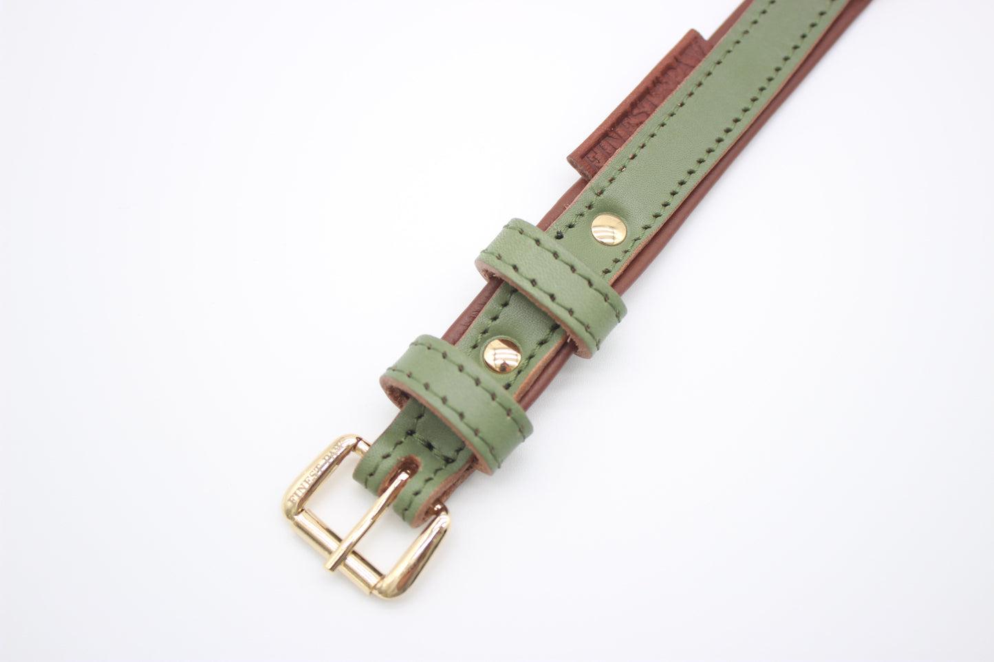 FinestPaw_Halsband_Klassik_Premium_salbei_xs_gold_schnalle