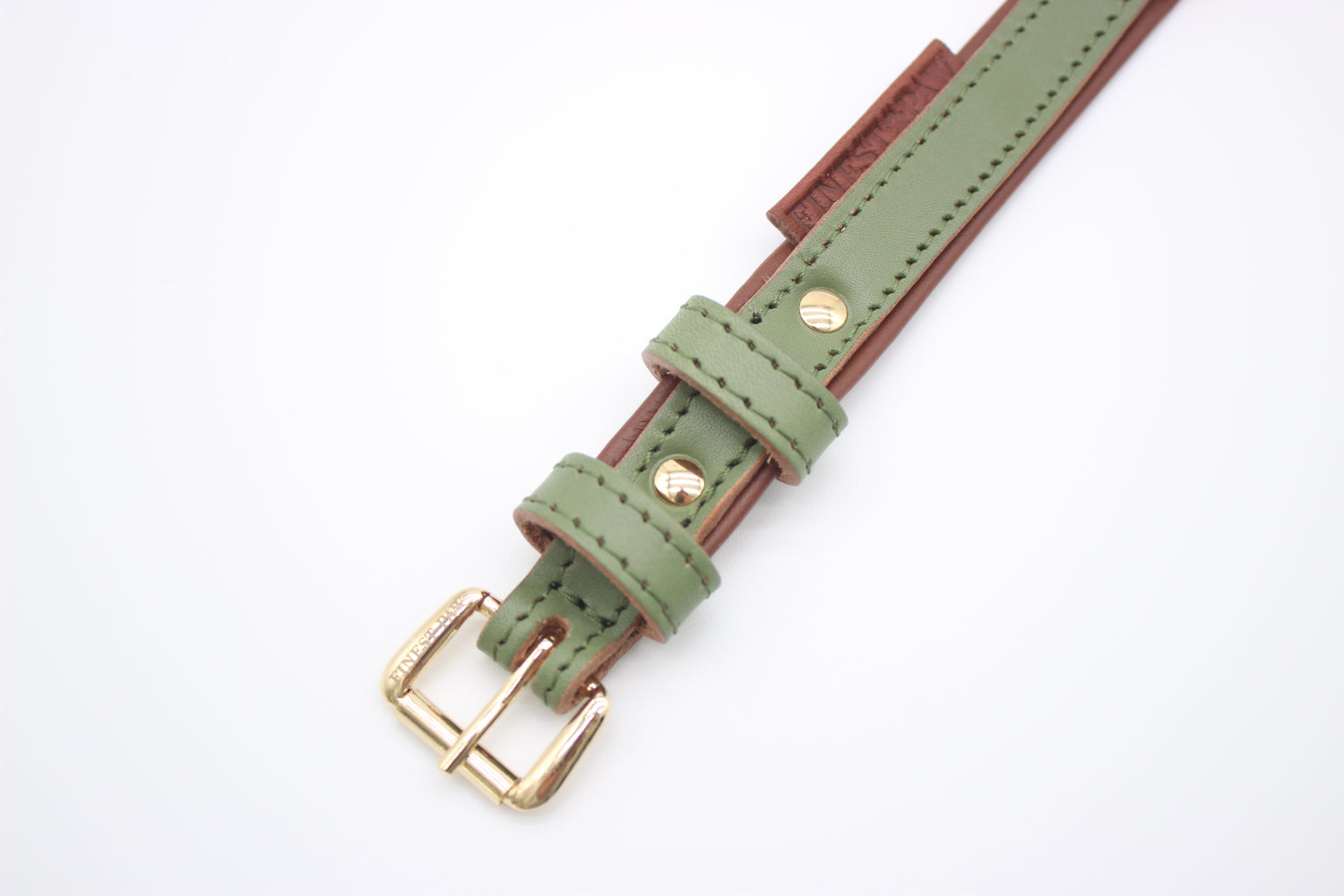 FinestPaw_Halsband_Klassik_Premium_salbei_xs_gold_schnalle
