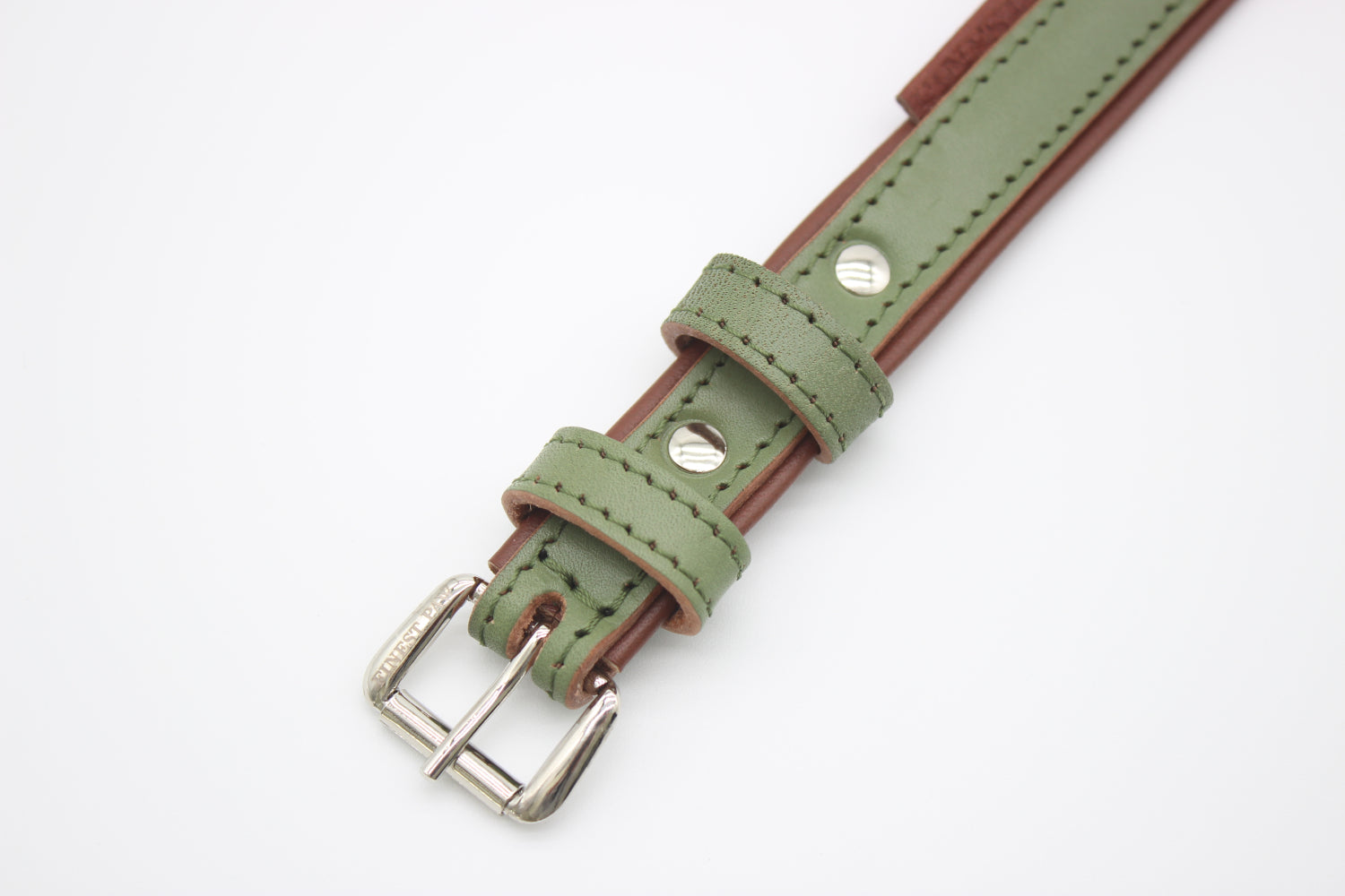 FinestPaw_Halsband_Klassik_Premium_salbei_xs_silber_schnalle