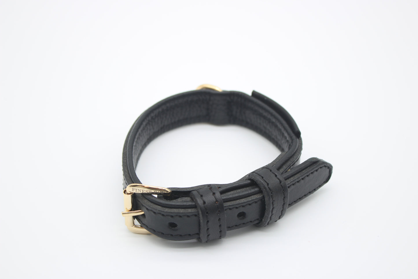 FinestPaw_Halsband_Klassik_Premium_schwarz_xs_gold_oben