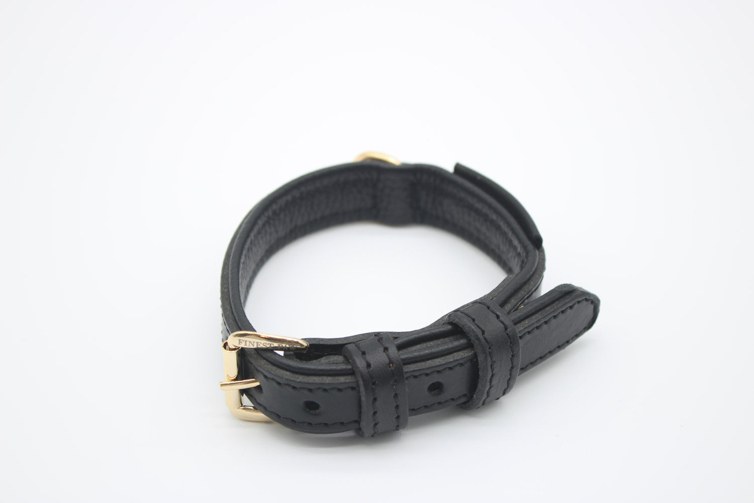 FinestPaw_Halsband_Klassik_Premium_schwarz_xs_gold_oben