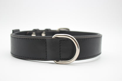 FinestPaw_Halsband_Klassik_Premium_schwarz_xxl_silber_dring