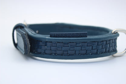 FinestPaw_Halsband_Signature_royalblau_m_silber_logo