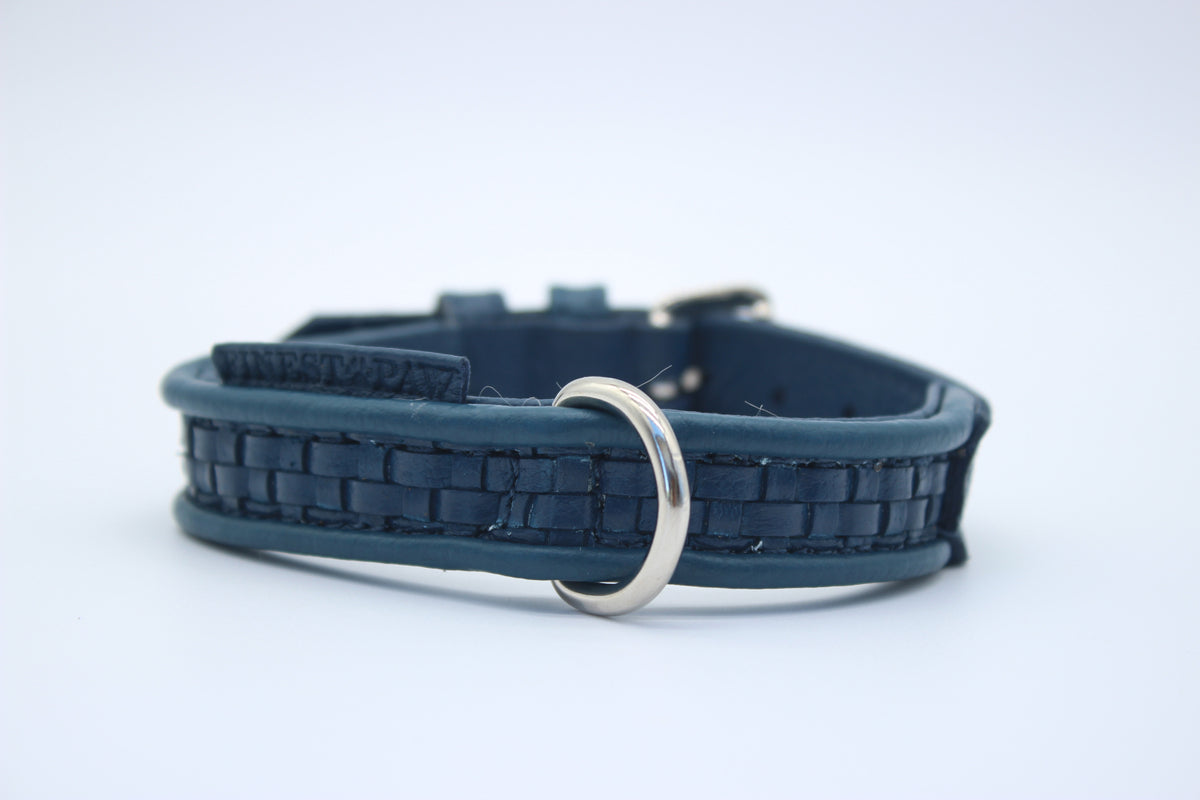 FinestPaw_Halsband_Signature_royalblau_xs_silber_dring
