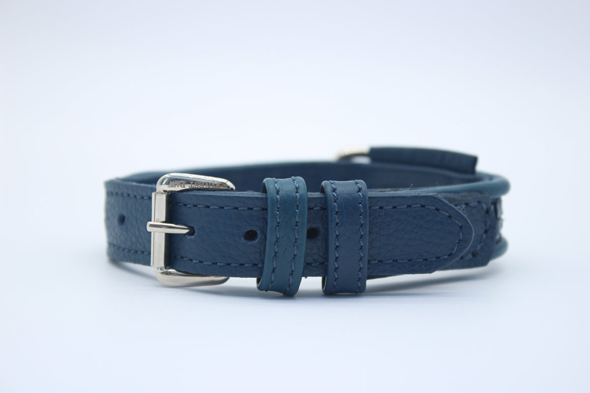 FinestPaw_Halsband_Signature_royalblau_xs_silber_front