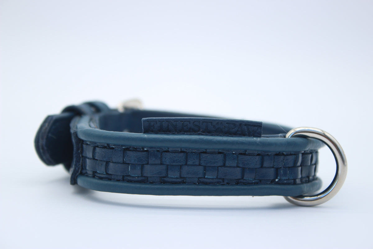 FinestPaw_Halsband_Signature_royalblau_xs_silber_logo