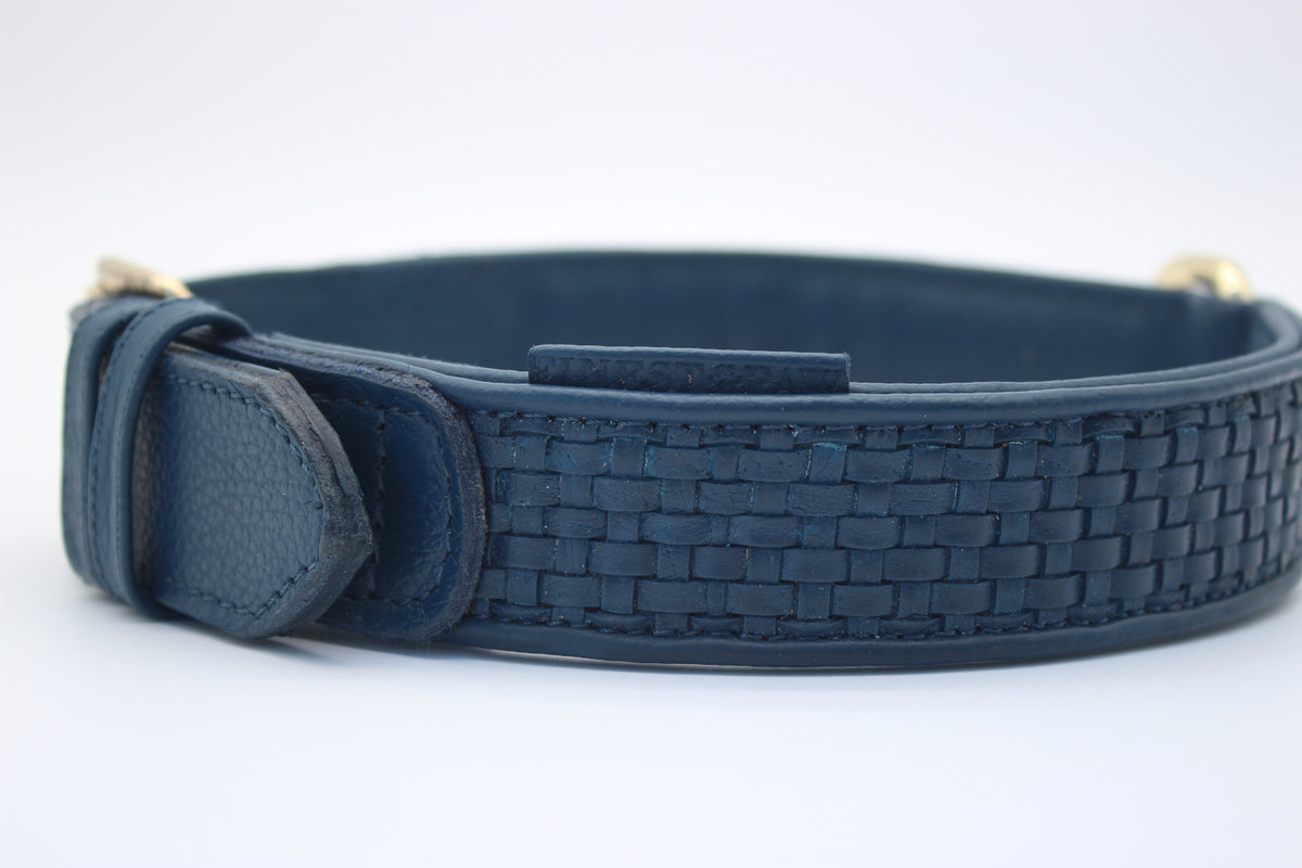 FinestPaw_Halsband_Signature_royalblau_xxl_gold_logo