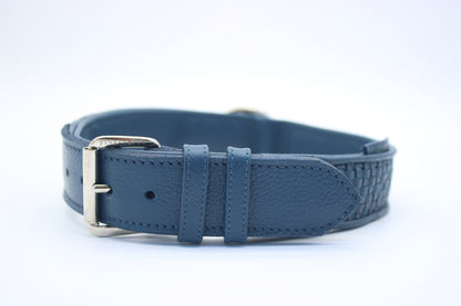 FinestPaw_Halsband_Signature_royalblau_xxl_silber_front