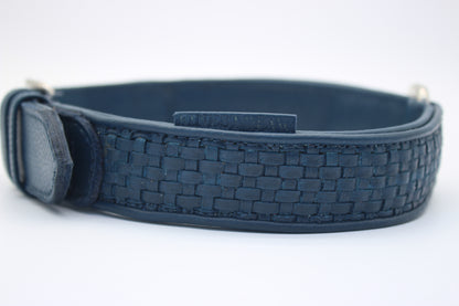 FinestPaw_Halsband_Signature_royalblau_xxl_silber_logo