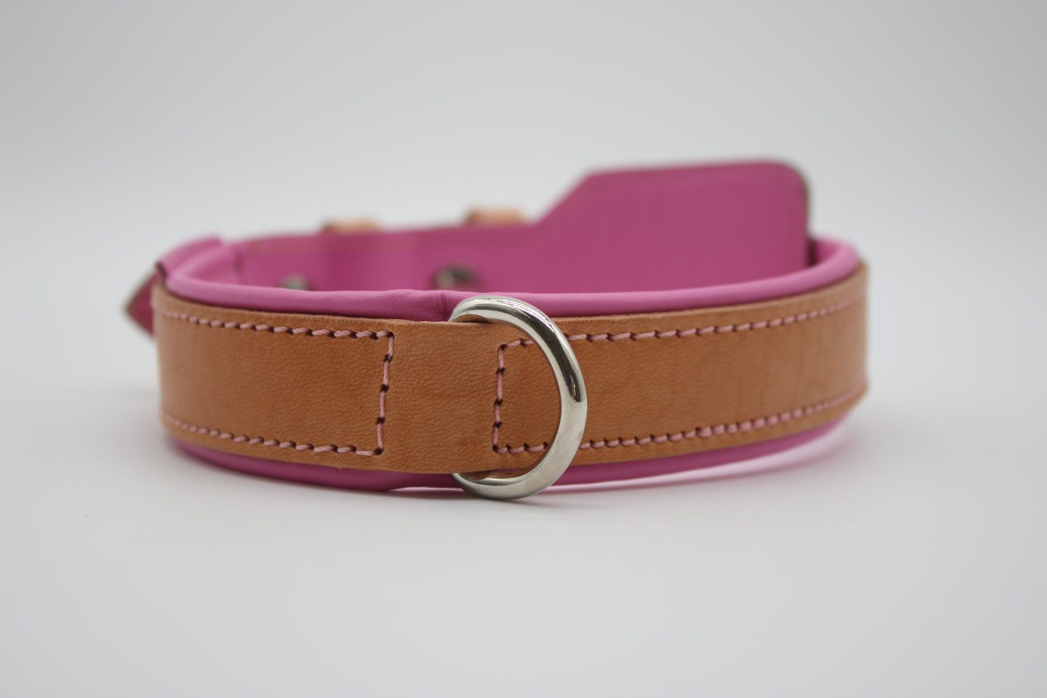 FinestPaw_Halsband_Soft_Komfort_beige-rosa_m_silber_dring