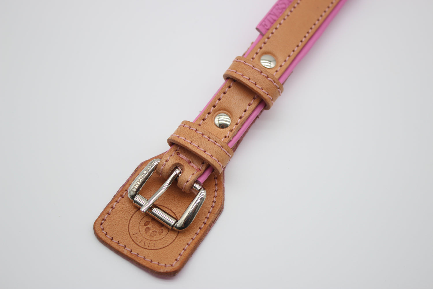 FinestPaw_Halsband_Soft_Komfort_beige-rosa_xs_silber_schnalle