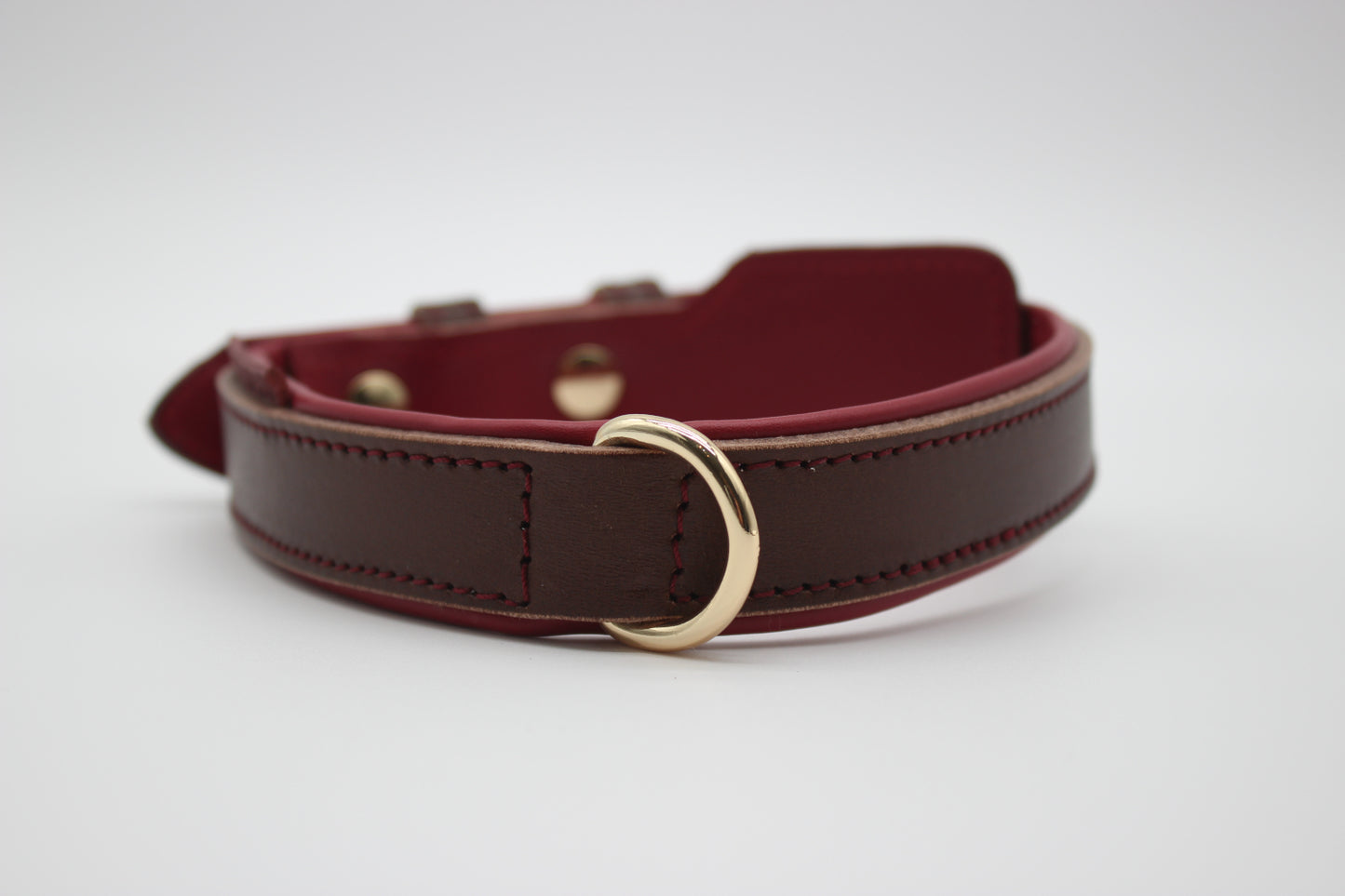 FinestPaw_Halsband_Soft_Komfort_braun-bordeaux_m_gold_dring