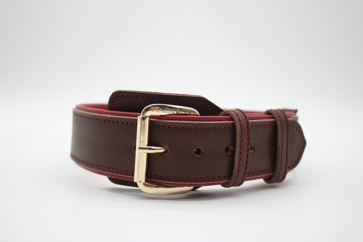 FinestPaw_Halsband_Soft_Komfort_braun-bordeaux_xxl_gold_front