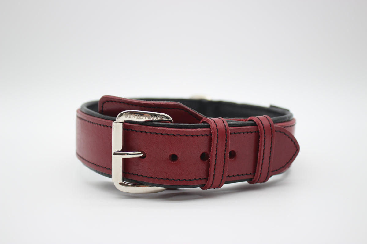 FinestPaw_Halsband_Soft_Komfort_rot-schwarz_xxl_silber_front