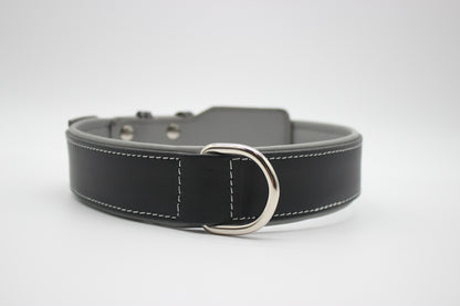 FinestPaw_Halsband_Soft_Komfort_schwarz-grau_xxl_silber_dring