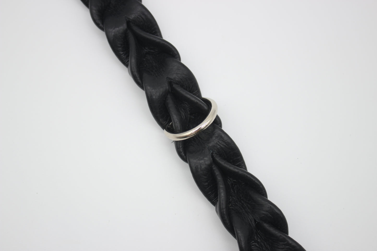 FinestPaw_Halsband_Vollgeflochten_schwarz_xxl_silber_dring