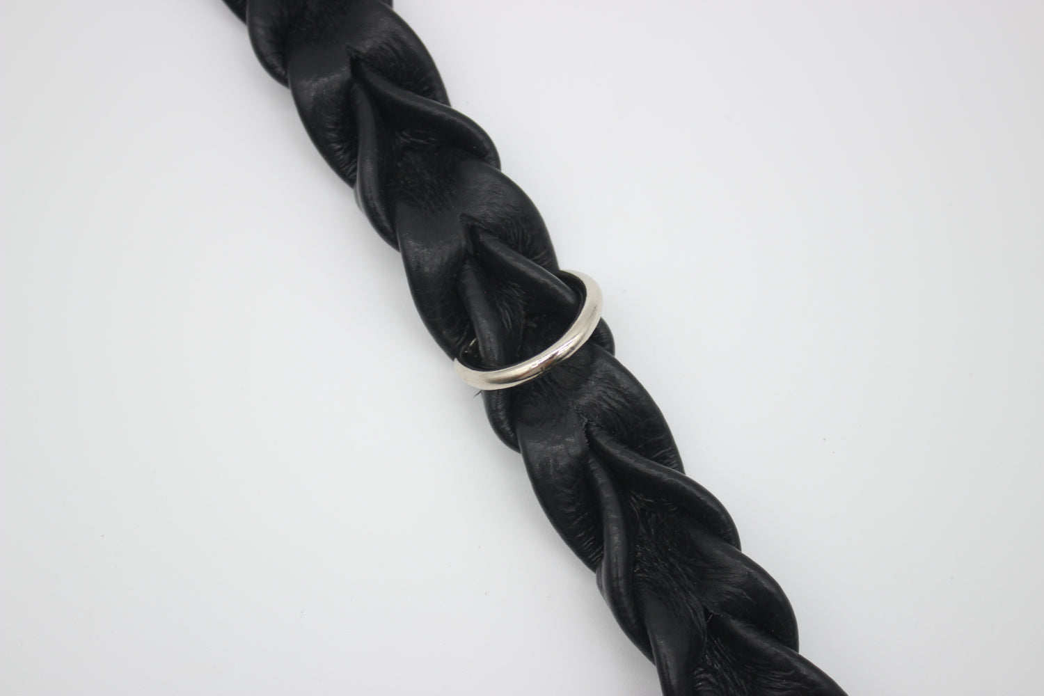FinestPaw_Halsband_Vollgeflochten_schwarz_xxl_silber_dring