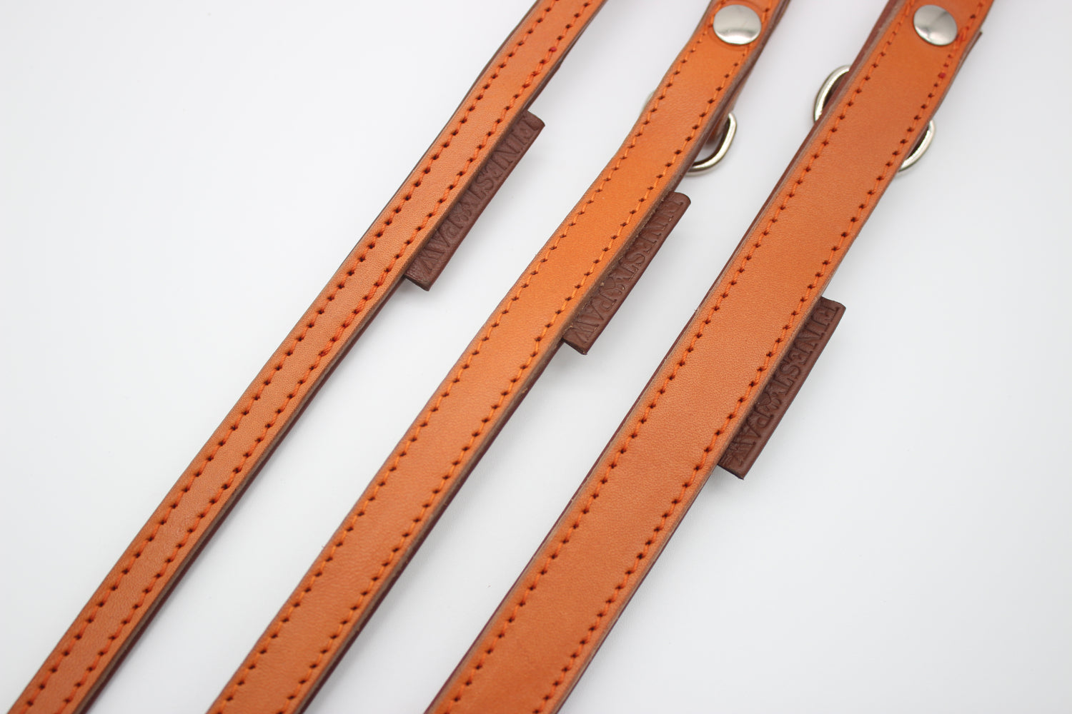 FinestPaw_Leine_Klassik_Premium_Fuehrleine_orange_all_all_silber_3logos