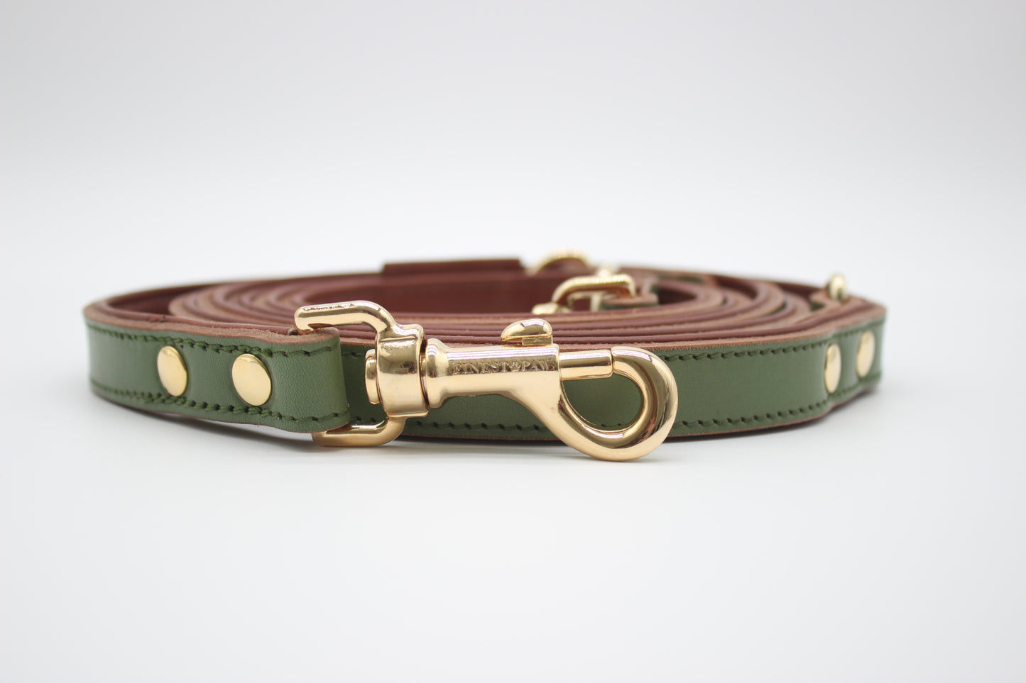 FinestPaw_Leine_Klassik_Premium_Fuehrleine_salbei_all_all_gold_front