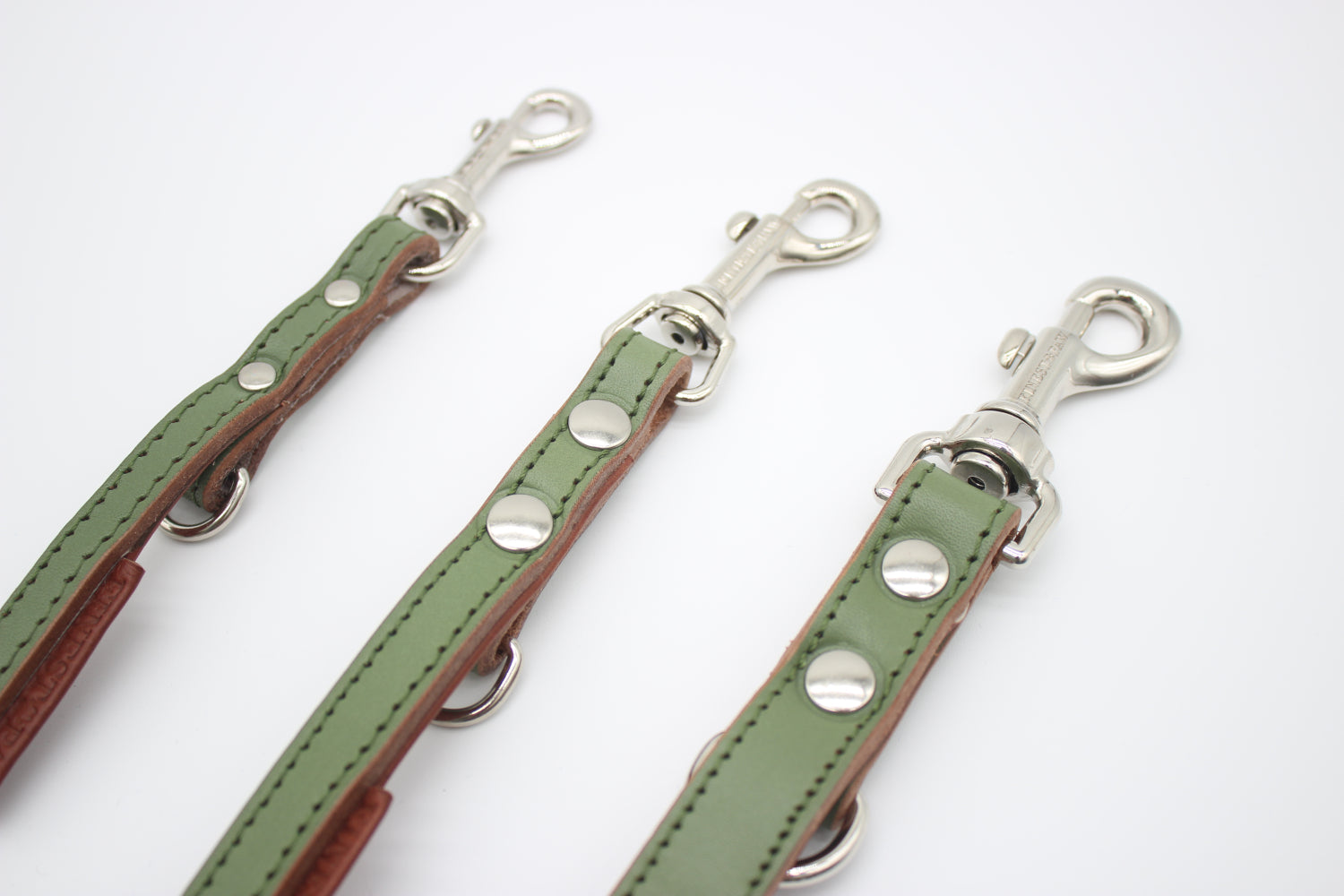 FinestPaw_Leine_Klassik_Premium_Fuehrleine_salbei_all_all_silber_3karabiner