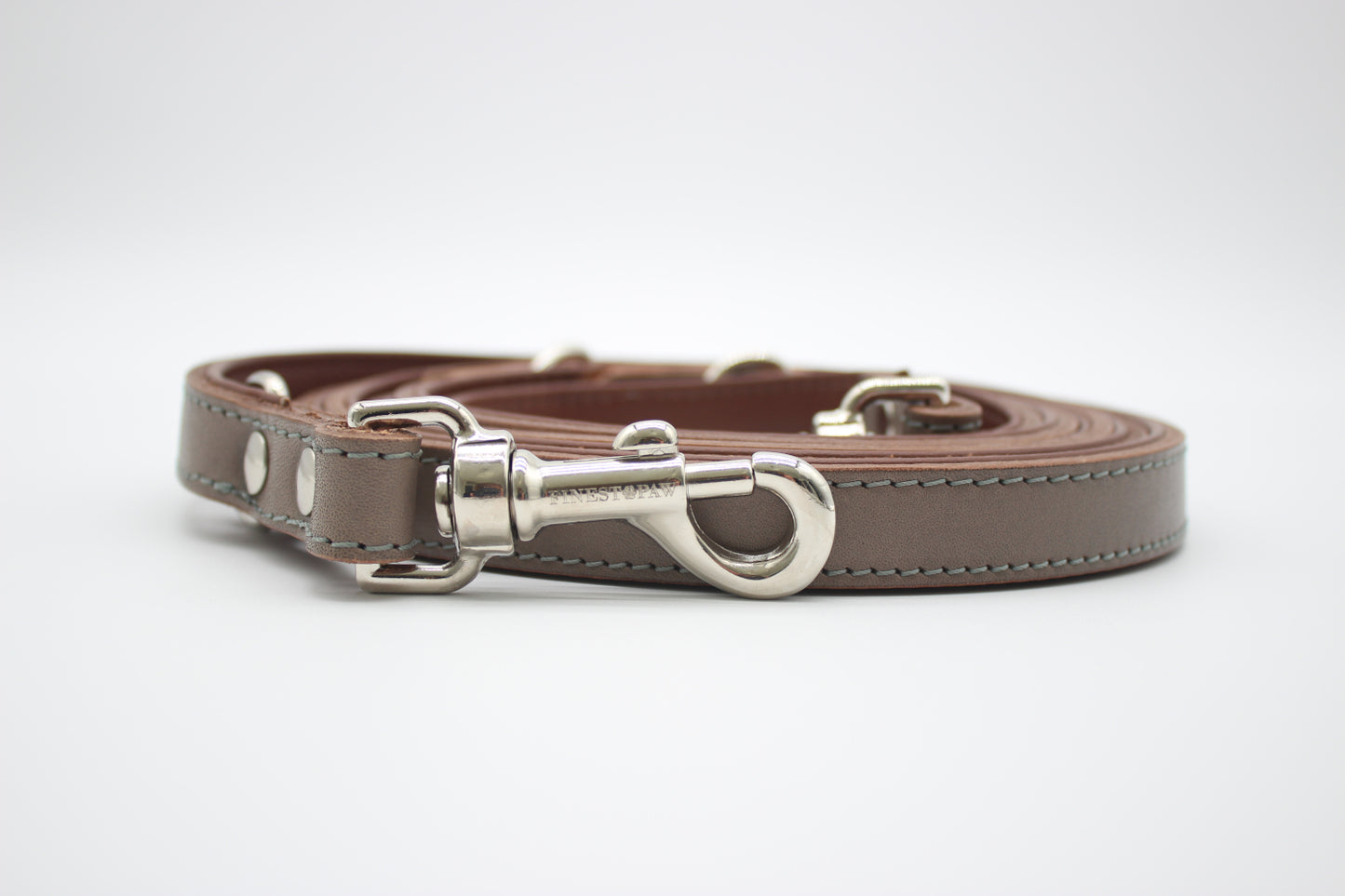 FinestPaw_Leine_Klassik_Premium_Fuehrleine_taupe_all_all_silber_front